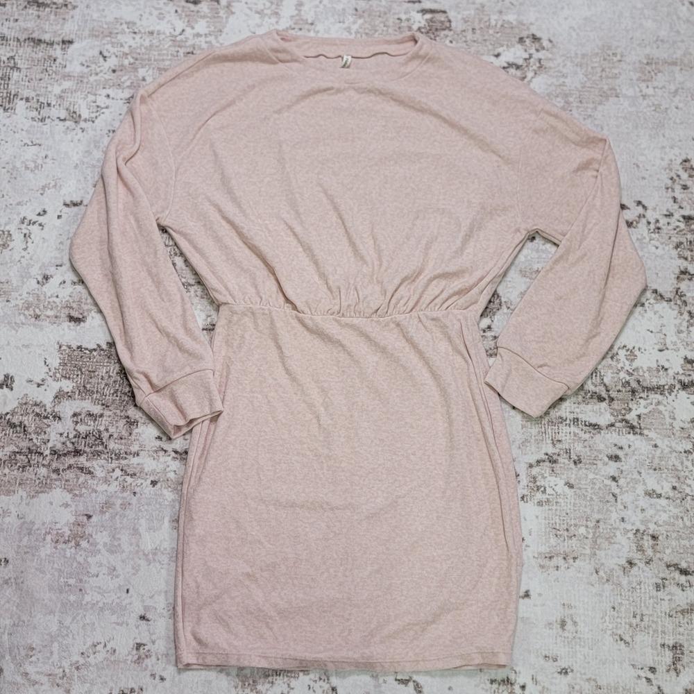 mini‎ dress blush pink cozy lounge dress clean girl comfy aesthetic cinch waist